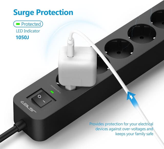 Detalle de JSVER Ciabatta 3680W 6 vie con USB C e A