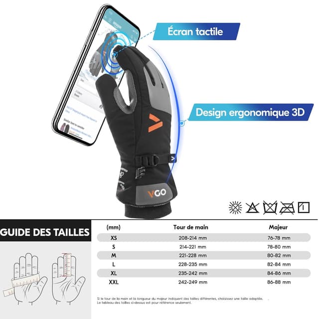 Detalle de Vgo… Gants de travail thermiques imperméables CA7759FLWP, écran tactile