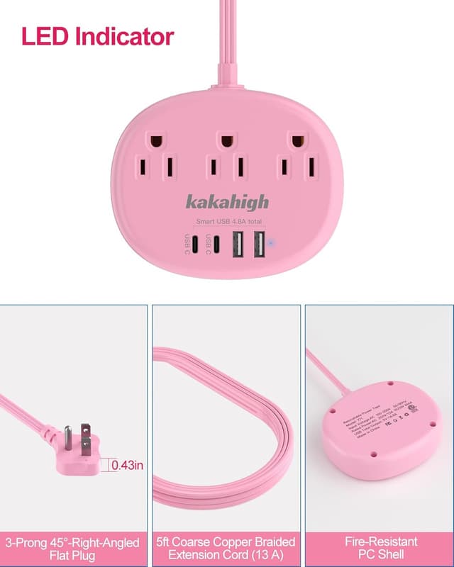 Thumbnail 6 de Kawaii Power Strip 1625W 5 Ft Pink
