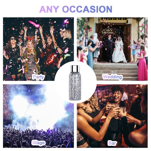 Thumbnail 6 de URAQT Body Glitter Gel „Chunky Glitter“ (Silber) – glitzerndes Körpergel für Gesicht, Haare, Lippen, Nägel