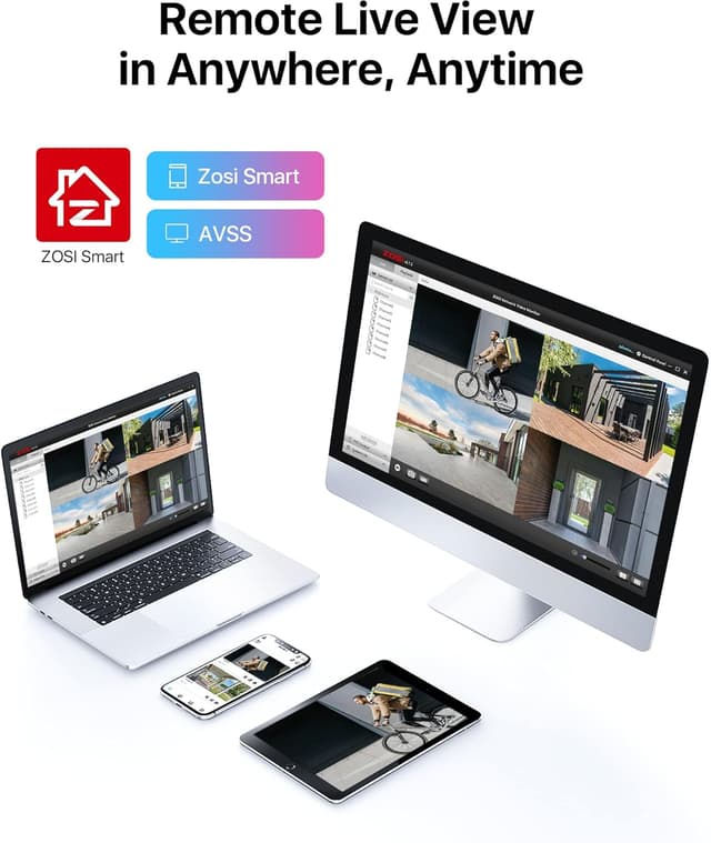 Thumbnail 6 de Kit videosorveglianza ZOSI 1080p 8CH con 4 telecamere esterne IP66 e DVR H.265+