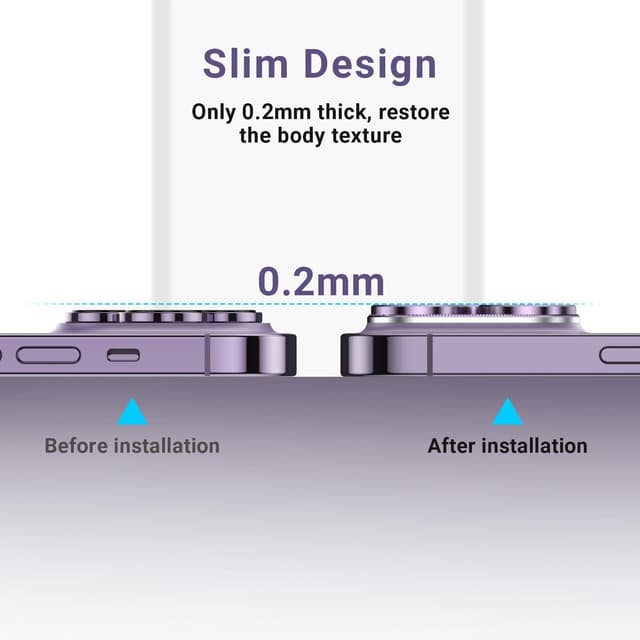 Detalle de AFARER 2er-Set Kamera-Schutzfolie aus gehärtetem Glas für iPhone 14 Pro / 14 Pro Max (Silber)