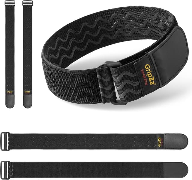 Detalle de GripZz Gurtbänder (61 cm x 5 cm) mit Klett und Schnalle – elastische Klettverschlüsse, 5er-Set