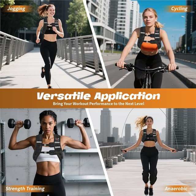 Detalle de VBSD Weighted Vest for Women (6lb–30lb) with Adjustable Fit, Reflective Straps & Storage Pockets