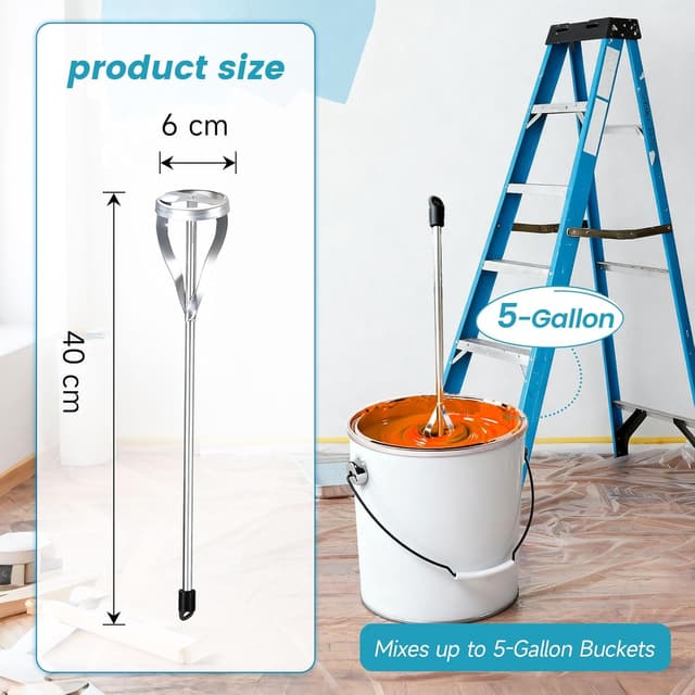 Detalle 2 de Paint and Mud Mixers 1P Paint Stirrer Paddle Mixer for 3/8" Drill Chucks