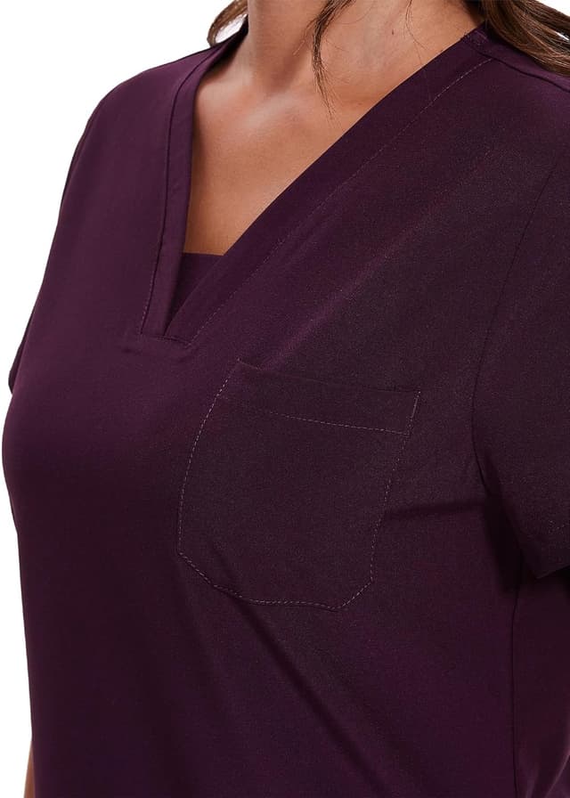 Detalle 2 de COZYFIT Women’s V-Neck Scrub Top & Cargo Pants Set with 10 Pockets