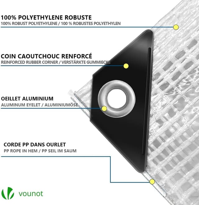 Detalle 2 de VOUNOT bâche polyéthylène 180 g/m² 3x5 m