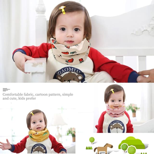 Detalle de YMIFEEY 4er-Set Kinder-Schals Schlauchschal aus Baumwolle (Baby Jungen & Mädchen) – Winddicht & vielseitig