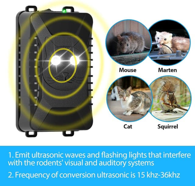 Detalle de ADOGO Ahuyentador de martas 3 en 1 12V/USB