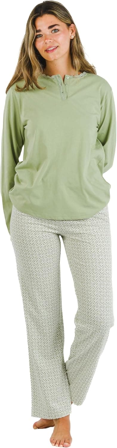 Thumbnail 6 de TRAMAS+ pigiama donna 100% cotone a maniche lunghe e pantalone lungo (2 pezzi)