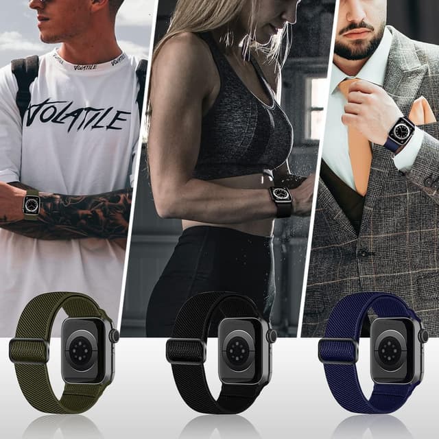 Detalle 2 de Chinbersky 5 confezioni di cinturini in nylon elasticizzato per Apple Watch 38/40/41/42/44/45 mm