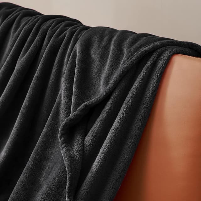 Thumbnail 6 de Aisbo fleece blanket black throw 130x150cm – soft warm microfibre for sofa, bed and travel