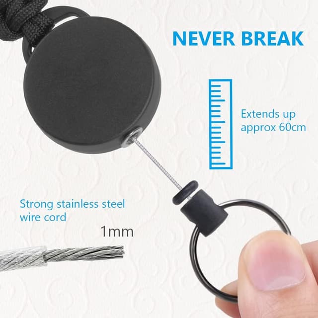 Detalle de Vicloon portachiavi retrattile con moschettone in metallo (2 pezzi) e cavo d’acciaio da 60 cm