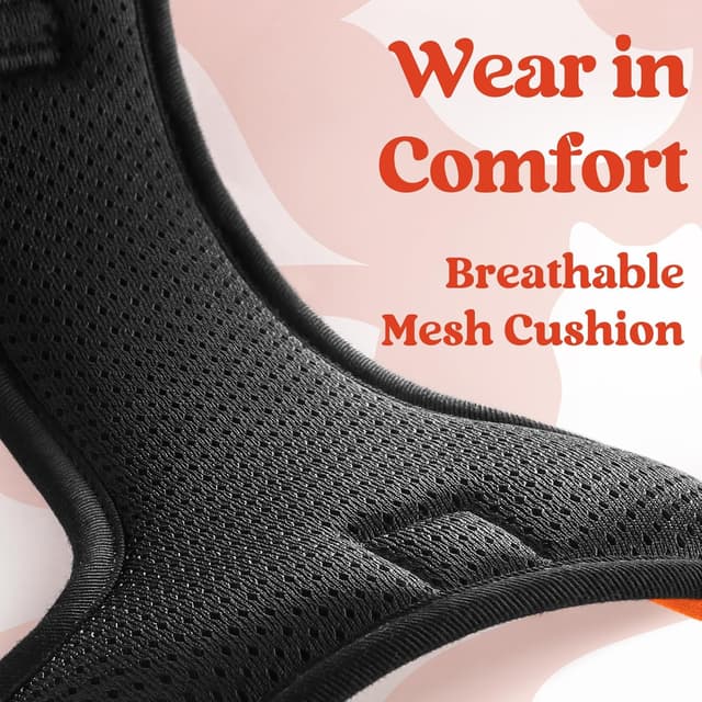 Detalle de rabbitgoo Dog Harness (Medium, M) with Neck Release Buckle and Front/Back Clips – Orange