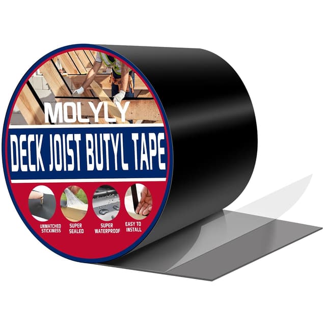 Detalle de MOLYLY 4-inch Joist Tape for Decking (Weatherproof Butyl Sealant, 50 ft roll)