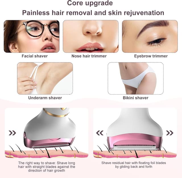 Detalle 2 de Koeutoze 4-in-1 Electric Women’s Shaver with Digital Display (IPX7 Waterproof) – Bikini, Facial & Full-Body Trimming