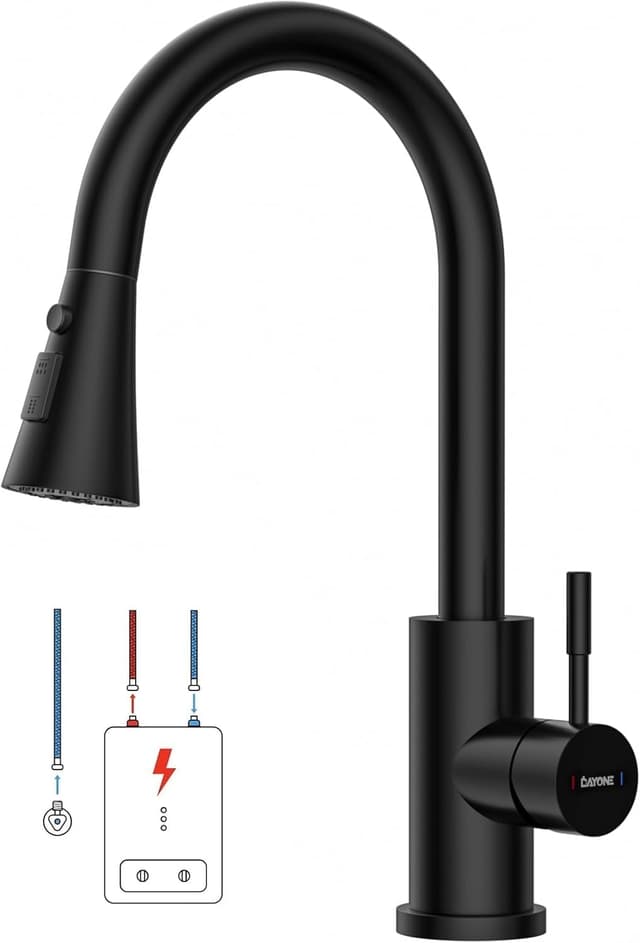 Detalle de DAYONE Niederdruck-Küchenarmatur Schwarz 50 cm