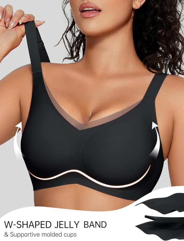 Detalle de OEAK Women’s Wireless Jelly Bras (V Mesh) Wireless Bralette T‑Shirt Bra with Removable Pads