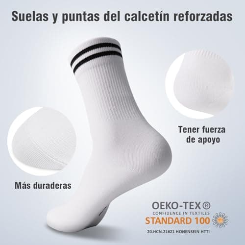 Detalle 2 de Smart Sir pack de 4 calcetines deportivos de algodón (hombre y mujer), blancos para tenis y uso diario