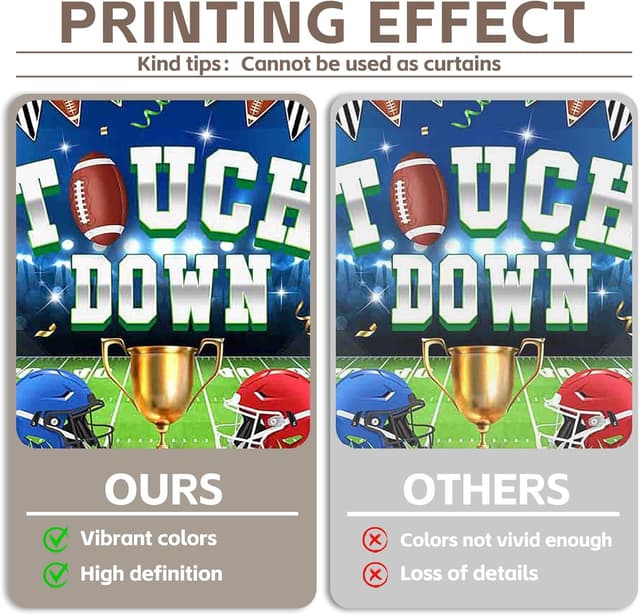 Detalle de Luminora 72x43 inch Rugby Football Theme Backdrop (Red & Blue Helmet) for Parties and Photo Props