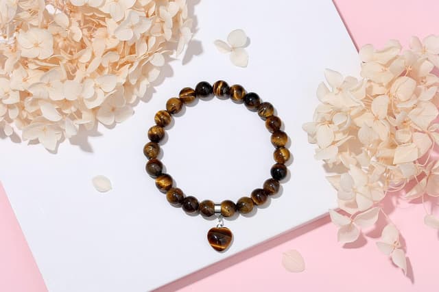 Detalle de XIANNVXI Herz-Armband für Damen mit Stein- und Kristallperlen (8 mm) – elastisches Perlenarmband als Schmuckgeschenk