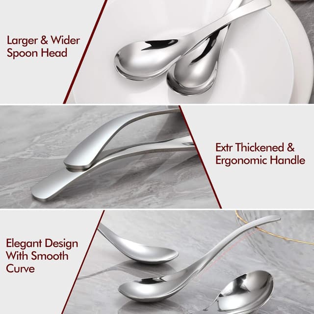 Thumbnail 1 de HIWARE Thick Heavy-weight Soup Spoons set of 6 🍽