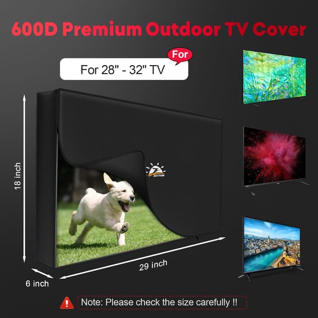 Detalle de Zettum Outdoor TV Cover 32 Inch (600D Waterproof) for 28–32" Flat Screen TVs