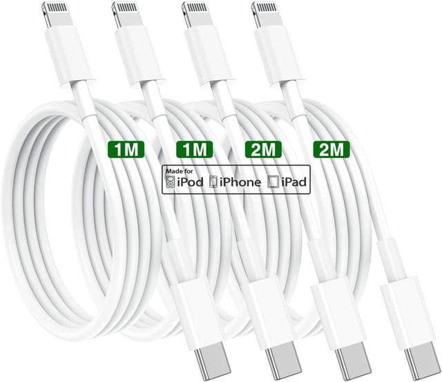 Detalle de USB-C–Lightning-Kabel (MFi-zertifiziert) 4er-Set Apple iPhone & iPad, Längen 1 m/2 m