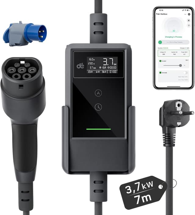 Detalle de dé cargador coche eléctrico 3,7 kW