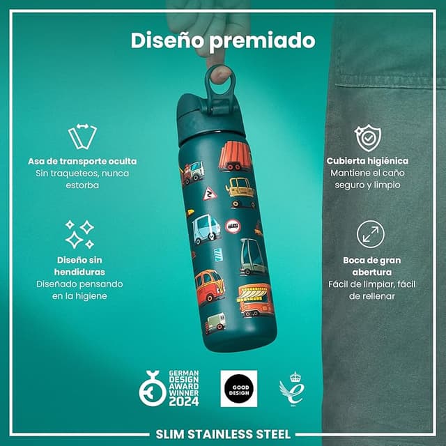 Thumbnail 5 de ion8 Botella Agua Inox 600 ml, ligera y a prueba de fugas 🚰