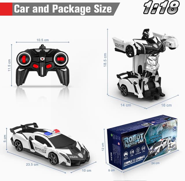 Detalle 2 de Macchina radiocomandata 2 in 1 trasformabile auto/robot a 360° 2.4Ghz Giochi per bambini 3-10 anni