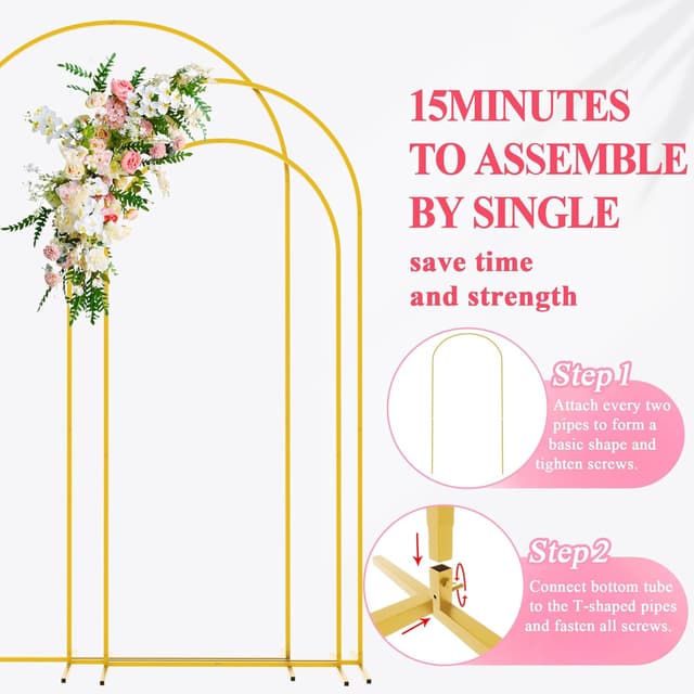 Detalle 2 de Wokceer Wedding Arch Backdrop Stand Set 7.2FT