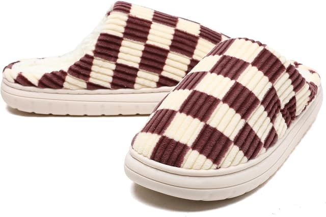 Thumbnail 6 de Waysoland chaussons à carreaux en mousse floue, antidérapants, pour femmes et hommes