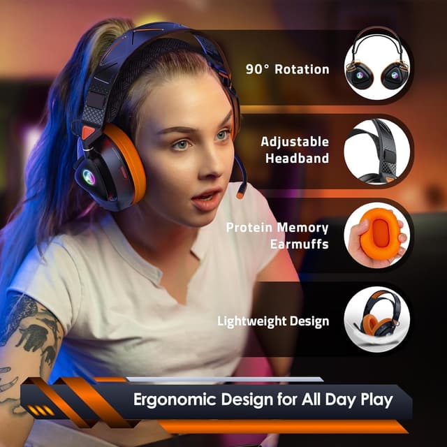 Detalle 2 de Awinnasey PH3 Kabelloses Gaming Headset mit 50 Std
