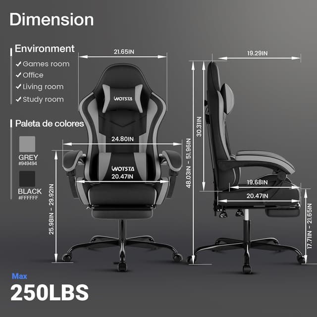 Thumbnail 2 de WOTSTA Gaming Chair 135° Ergonomischer Stuhl