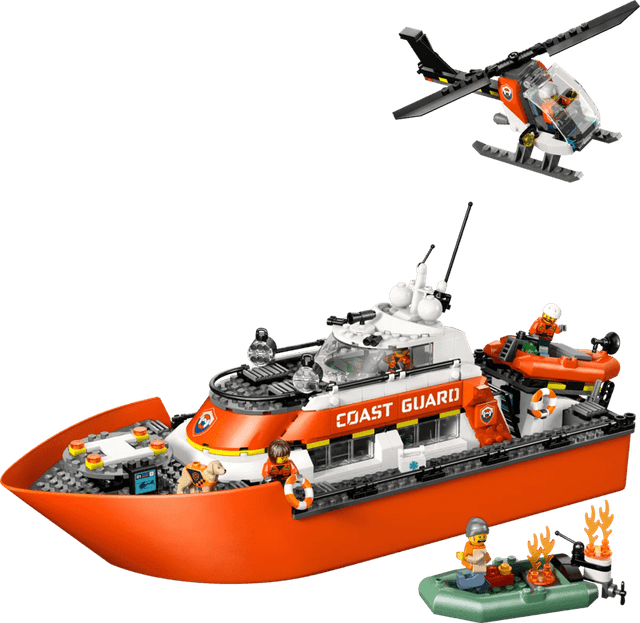 Detalle de LEGO City Rettungsboot 60504 mit Hubschrauber