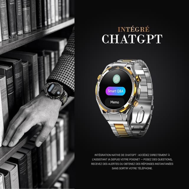 Detalle de Blackview Montre connectée Homme W90Pro 14K Or Luxe avec IA ChatGPT, écran AMOLED 1,43" et GPS intégré