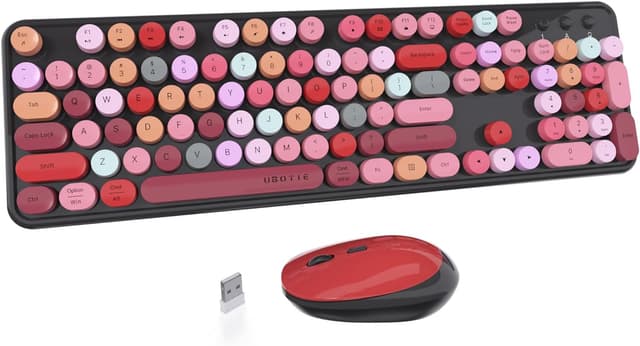 Detalle de UBOTIE Colorful Wireless Keyboard Mouse Combo 2.4GHz 🖱