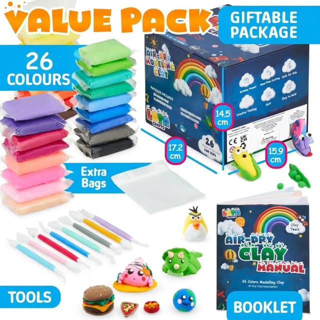Detalle 2 de Air Dry Clay 26 Colours modelling set 🎨