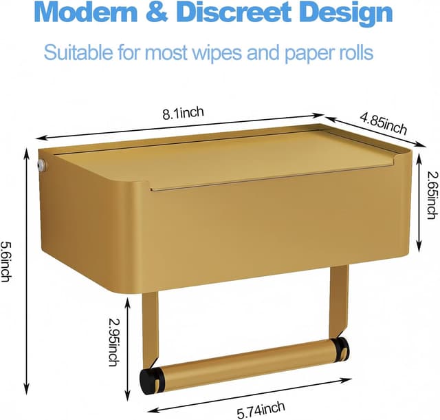 Thumbnail 1 de Gypie 304 Stainless Steel Toilet Roll Holder Gold