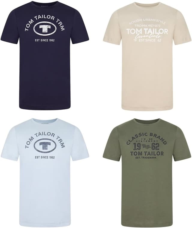 Thumbnail 6 de TOM TAILOR Herren T-Shirt Regular Fit im 4er-Pack aus Baumwolle (Rundhals, Kurzarm) mit Logoprint