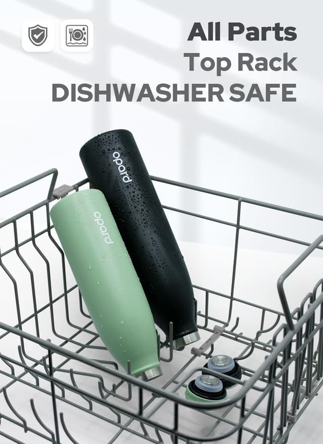 Detalle 2 de Opard insulated stainless steel water bottle (Midnight Black) – 500ml with leakproof screw lid