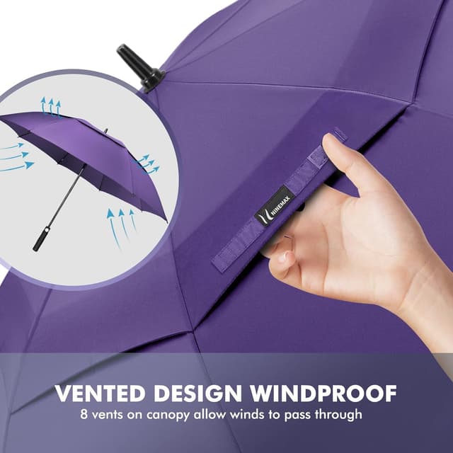 Detalle de NINEMAX Golf Umbrella (51/54/62/68 Inch) Automatic Open, Large Double Canopy Windproof & Waterproof
