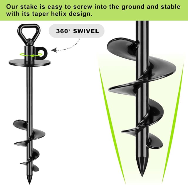 Detalle de SELEWARE Dog Tie Out Stake Outdoor Anti-Rust Ground Anchor for Large Dogs up to 220 lbs