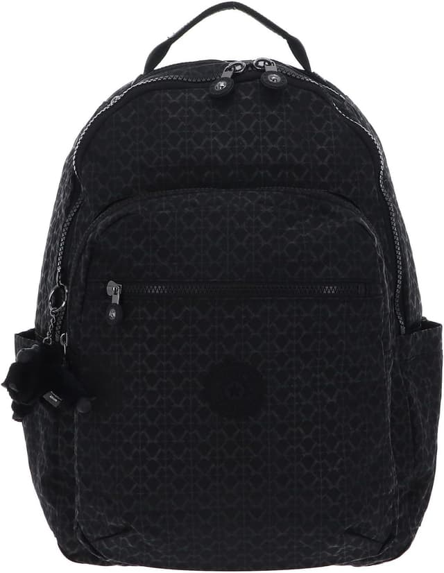 Detalle de Kipling Seoul Mochila grande Signature Emb, negro