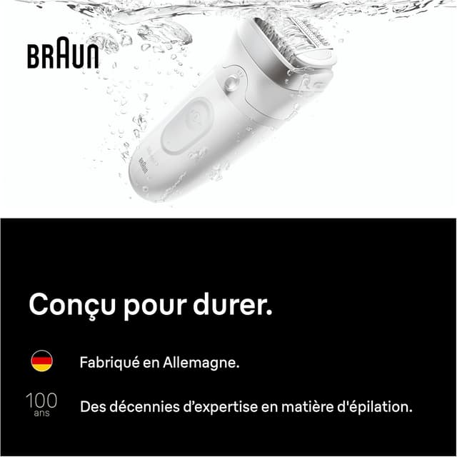 Detalle 2 de Braun Silk·épil 7 (7-011) épilateur électrique femme étanche argent, tête large et embout de massage