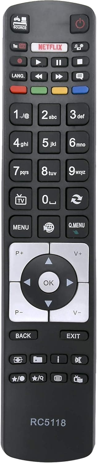 Detalle de VINABTY RC5118 remote control (RC-5118) for compatible Hitachi Digihome, Alba, Polaroid, FINLUX, Bush TVs