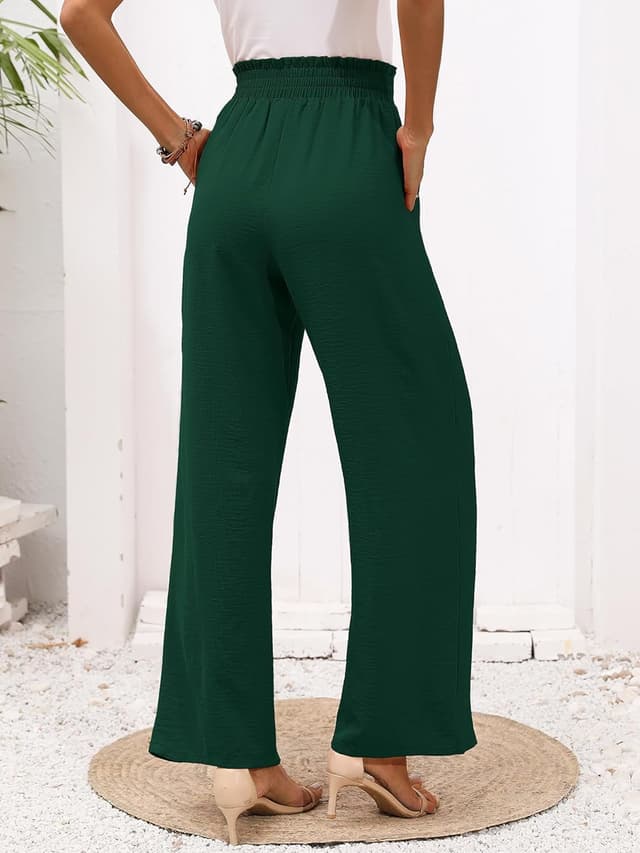 Detalle de Heymoments Women’s Wide-Leg Lounge Pants with Pockets, Lightweight High-Waisted Tie-Knot Trousers