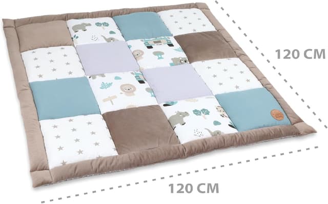 Detalle de Krabbeldecke Spielmatte/Krabbelmatte mit Patchwork-Motiven – faltbare Bodenmatte für Baby & Kinder (Oeko-Tex)