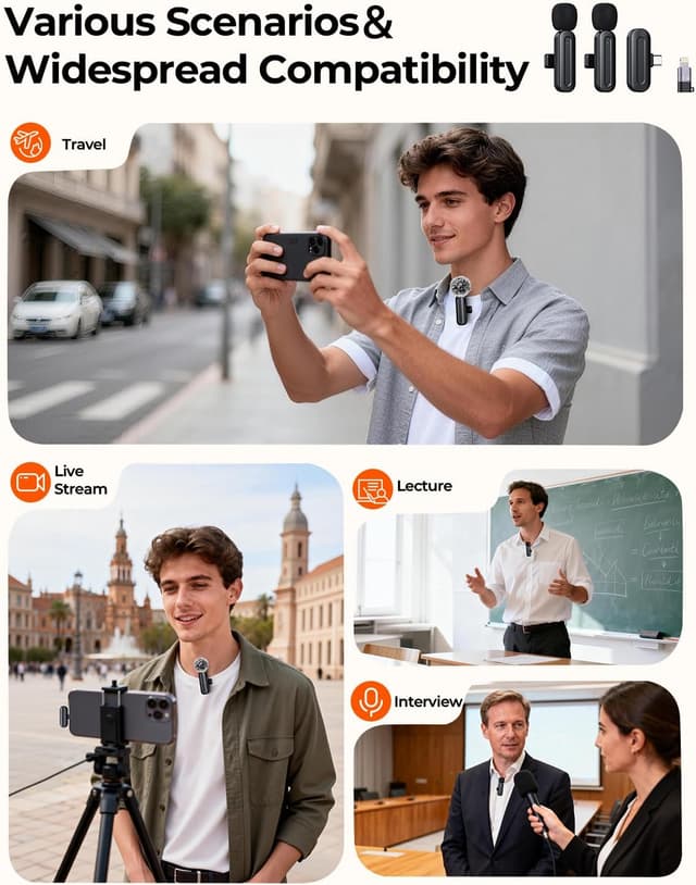 Thumbnail 5 de PQRQP Wireless Mini Microphone 2 Pack 🎤